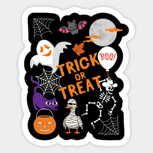 Cute Trick or Treat T-Shirt - Modern Cartoon Halloween Graphic Tee. Sticker